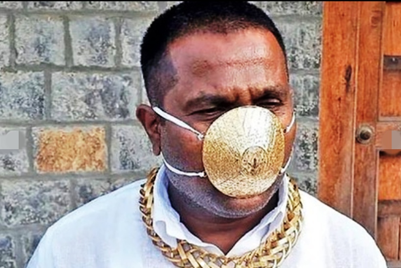 Indian man wears ‘$4,000’ (N1.5m) gold face mask to ward off coronavirus
