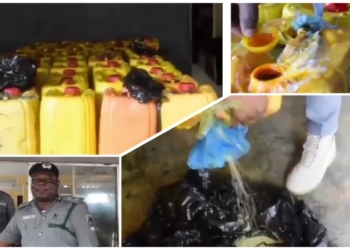 VIDEO: Custom officials intercept grains of rice concealed inside kegs and disguised as palm oil