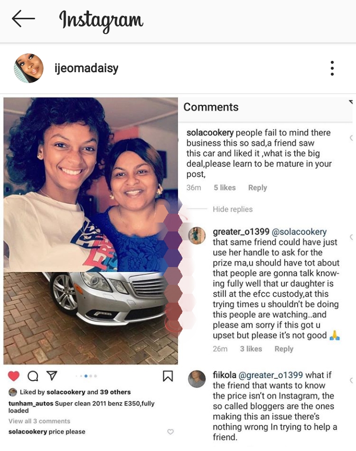 Adeherself’s mother catches heat for pricing a car while her daughter is in EFCC Net