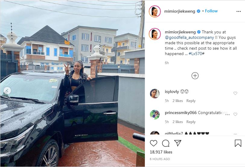 Actress, Mimi Orjiekwe gifts self brand new SUV as birthday gift