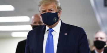 PHOTOS: US Prsident, Trump wears mask in public for first time during COVID-19 pandemic