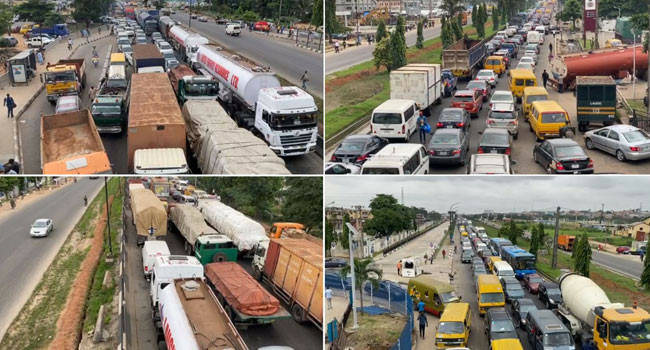 Major traffic congestion in Lagos as trucks and fuel tanker crash on Kara Bridge