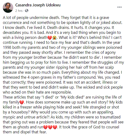 Actor Bob-Manuel Udokwu’s wife cries out as she debunks death rumours