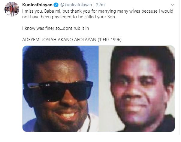 ‘Thank you for marrying many wives’ – Film maker Kunle Afolayan pays tribute to late father
