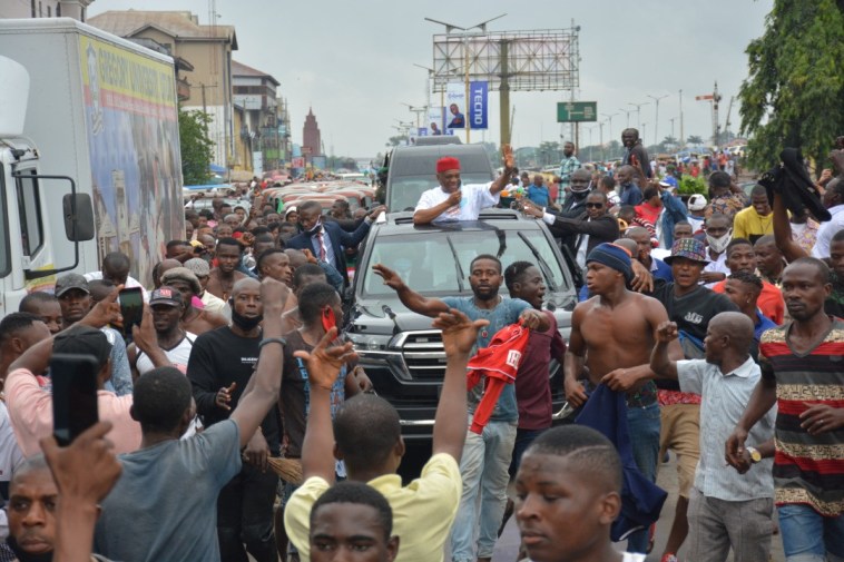 PHOTO: Orji Kalu Receives Hero's Welcome In Abia State Months After He Was Released From Prison
