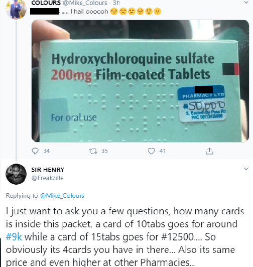 Reactions as pharmacy sells Hydroxychloroquine sulfate for 50,000 Naira after Stella Immanuel's claim