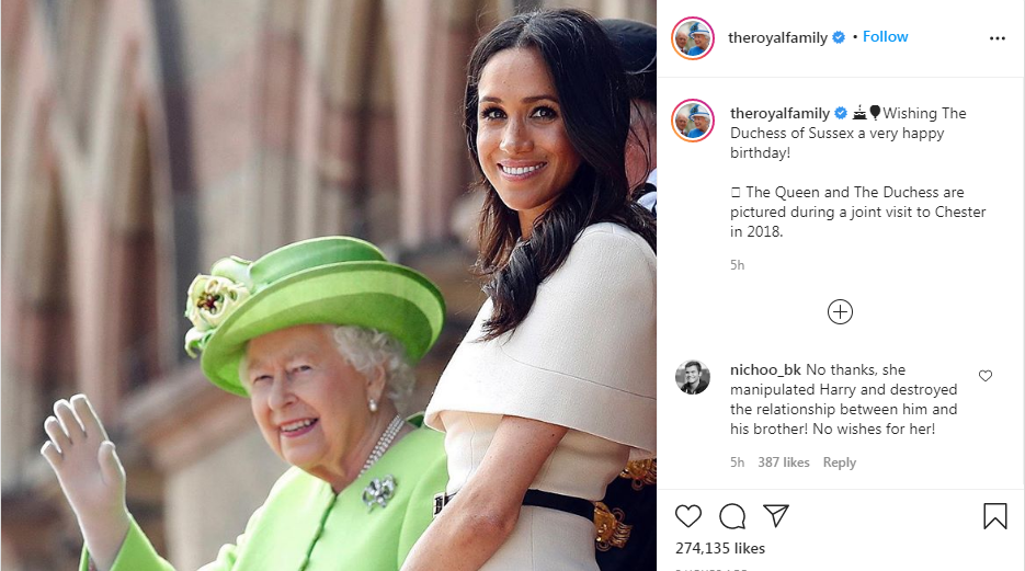 British Monarchs Wish Meghan Markle a Happy Birthday on Social Media