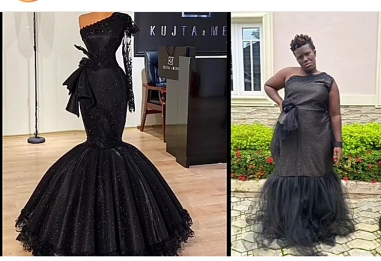 "Who I offend?" Warri Pikin asks as she shows the outfit she ordered and what her Fashion Designer made