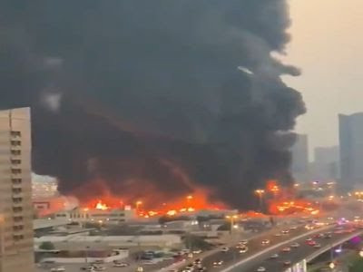 Fire engulfs popular Ajman market in Dubai, UAE