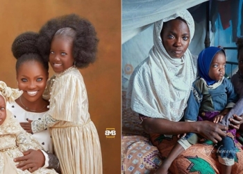 Kwara blue-eyed mum and daughters glow in new photos