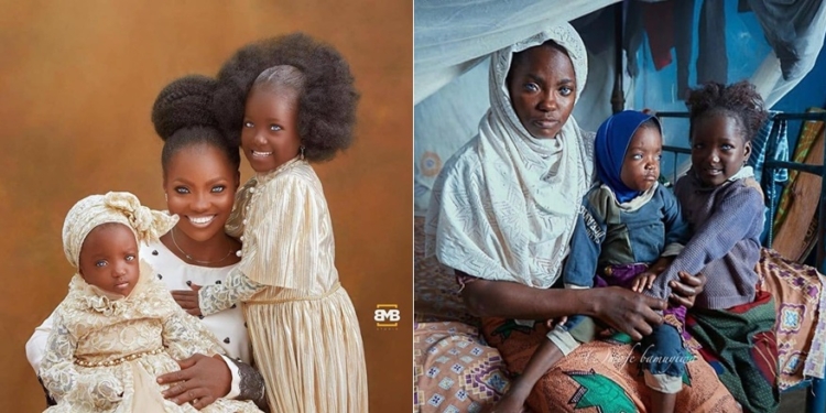 Kwara blue-eyed mum and daughters glow in new photos
