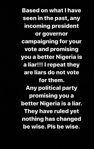 Actress, Ruth Kadiri gives reason why voting should be abolished in Nigeria