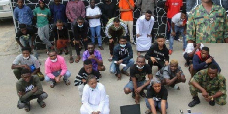 EFCC arrests soldier, 26 others for cyber fraud in Lagos