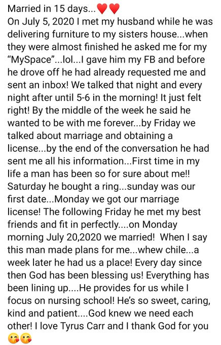 Lady who got married to her husband 15 days after meeting him, shares their love story