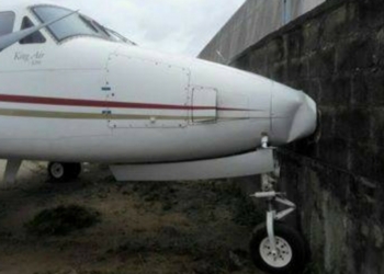 JUST IN: Jet crashes into fence at Lagos Airport