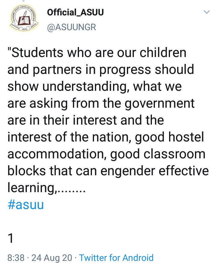 Nigerian students blast ASUU after union president requested for their support