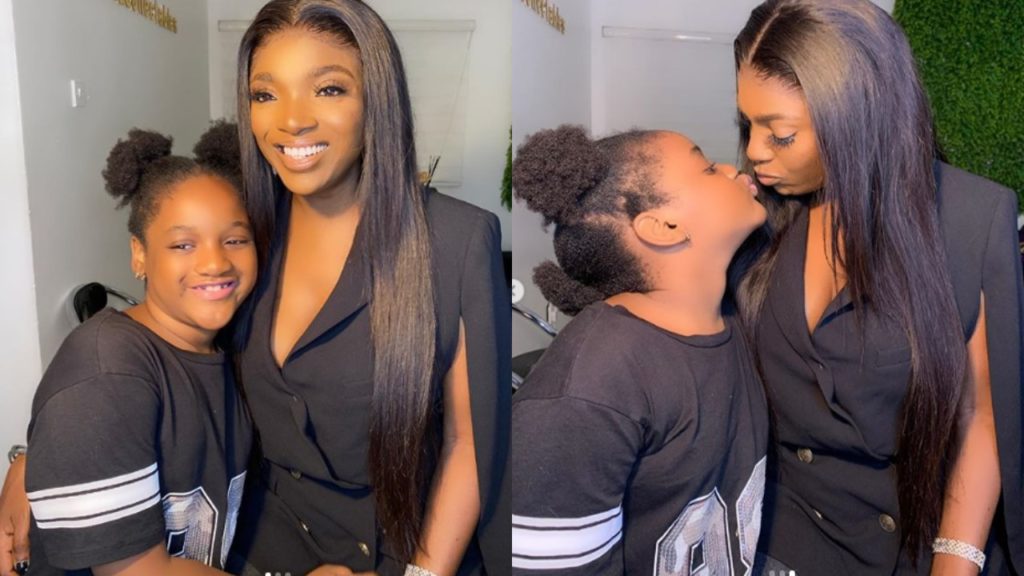 'My baby is the strongest and bravest' - Annie Idibia brags about 6 year old Olivia