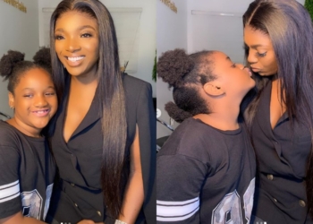 'My baby is the strongest and bravest' - Annie Idibia brags about 6 year old Olivia