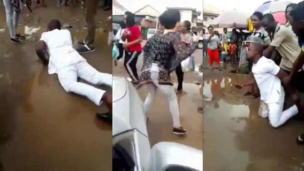Man rolls inside mud in Owerri after girlfriend rejected proposal