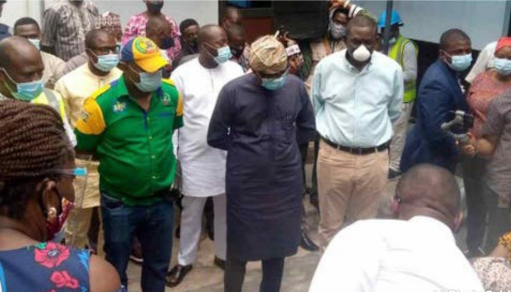 Sanwo-Olu visits site of helicopter crash at Opebi, orders integrity test on buildings