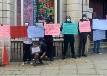 File Image: Stranded scholarship students protesting