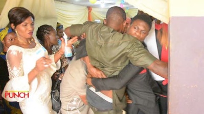 PHOTOS: Angry man, relatives disrupt Lagos church wedding, says bride already married