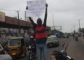 Man stages lone protest in Ibadan against increase in fuel price, electricity tariff