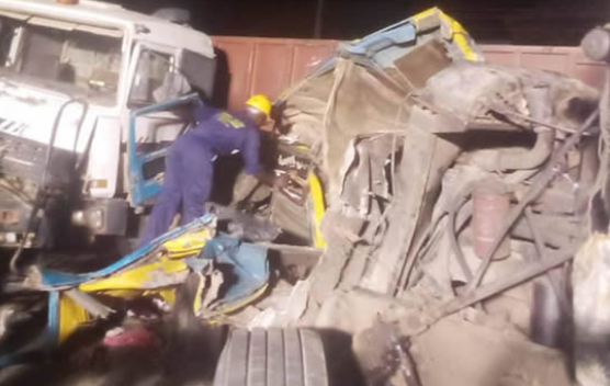 Tragedy as trucks, tanker collide with commercial bus, kill two women in Lagos