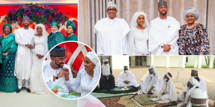 VIDEO: Buhari’s daughter Hanan weds hearthrob Muhammad Turad Shaaban in first Aso Villa wedding