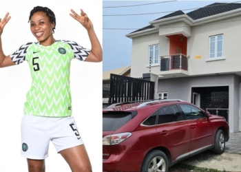 Super Falcons star, Onome Ebi shows off her newly acquired house in Lagos (photo)