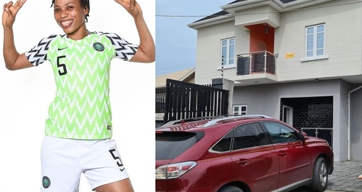 Super Falcons star, Onome Ebi shows off her newly acquired house in Lagos (photo)