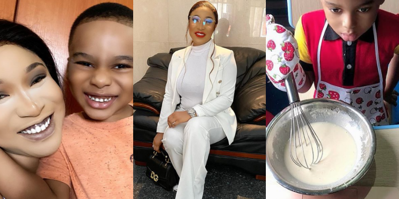 Tonto Dikeh's son, King Andre, makes her proud