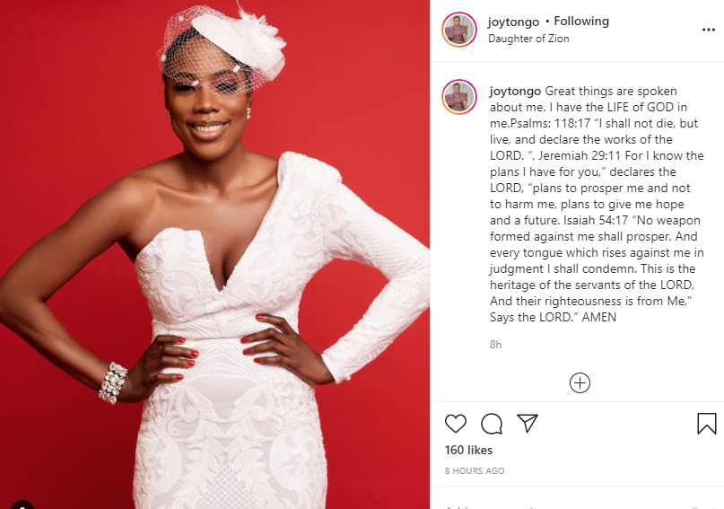 I shall not die but live - Joy Tongo reacts after Cynthia Morgan attached 'RIP' to her photo