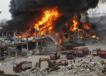 Photos: Massive fire erupts in Beirut port area, one month after explosion