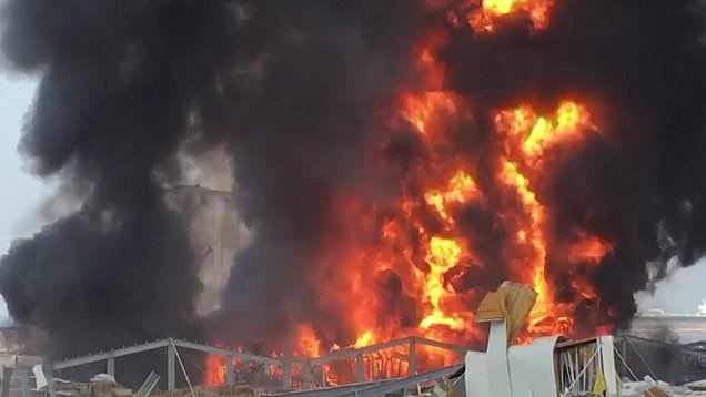Photos: Massive fire erupts in Beirut port area, one month after explosion