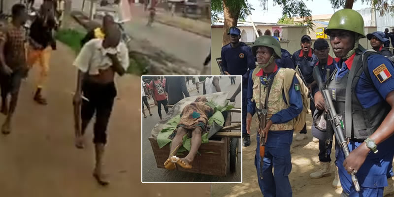 VIDEO: NSCDC officer kills unarmed man in Aba, residents protest with victim's corpse