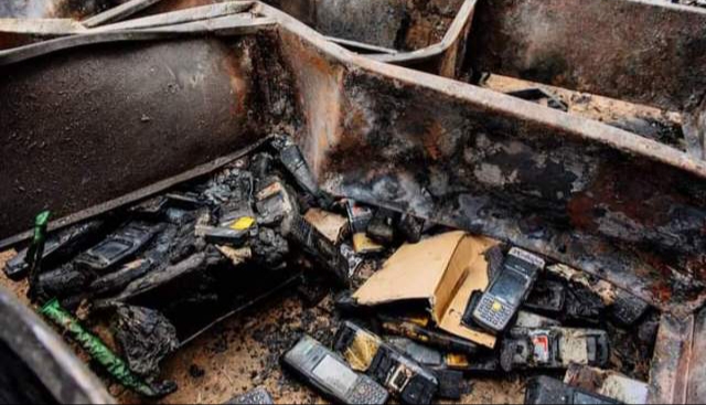 Pictures of over 5100 burnt card readers for Ondo Guber election surface