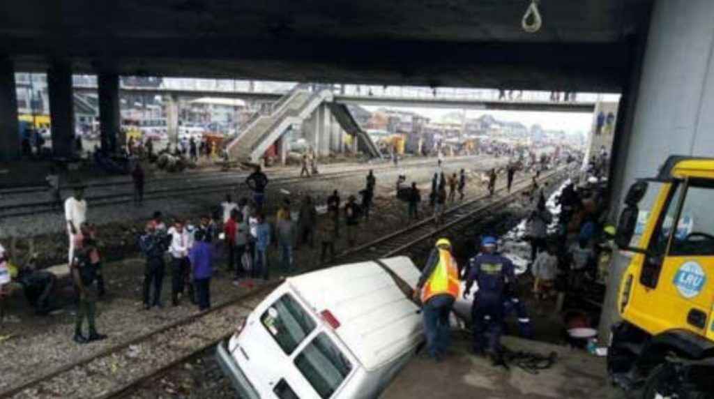 Passengers narrowly escape death as bus collides with moving train in Lagos