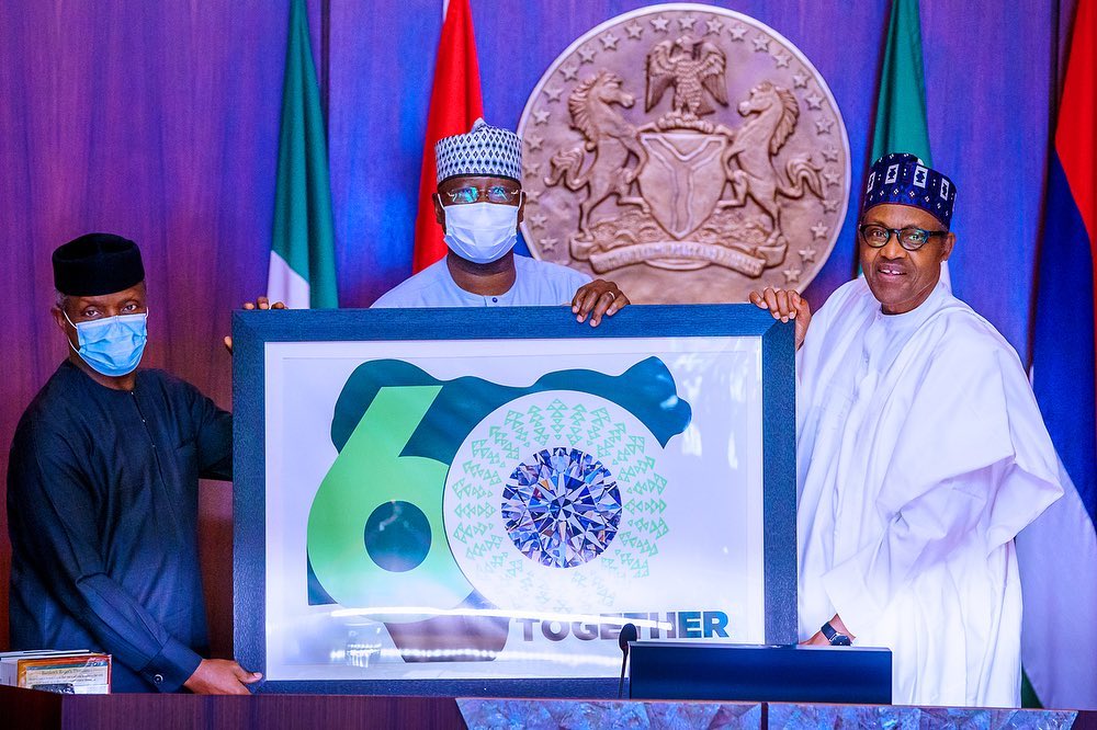 Buhari unveils nigeria @60 logo On