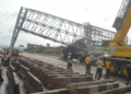 PHOTOS: Many Stranded As Truck Collides With Big Signpost At Berger Along Lagos-Ibadan Expressway
