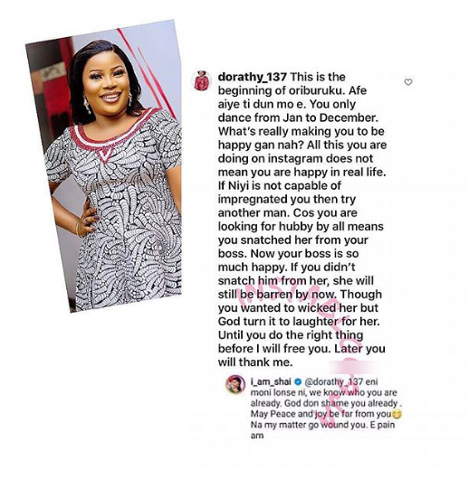 Nollywood actress, Seyi Edun replies a troll mocked and called her barren