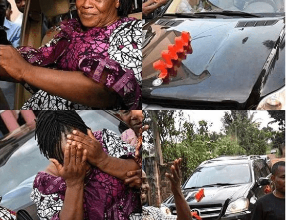 Actress Patience Ozokwor sheds tears of joy as she receives a car gift from her children on her birthday