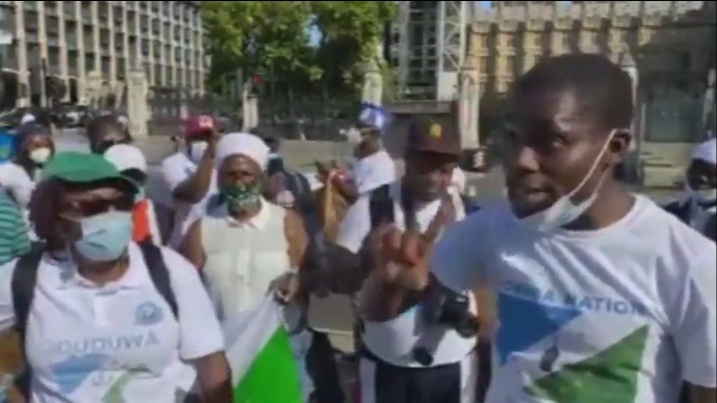 Oduduwa Republic: Yoruba group in UK stage protest as FG allegedly threatens Sunday Igboho