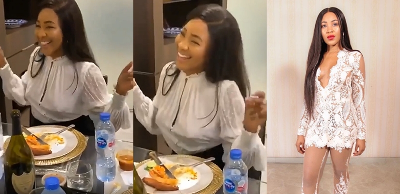 Nigerians drag Erica for not wearing a bra during her visit in Dele Momodu’s house (Video)