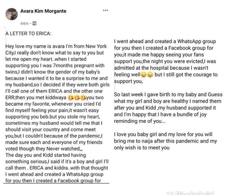 BBNaija die hard fan names her new born twins after KIddwaya and Erica