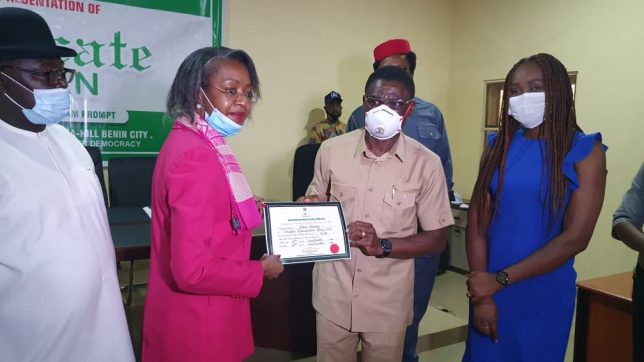 INEC presents certificate of return to Obaseki, Shaibu