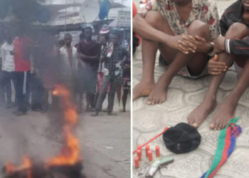 Two teen armed robbers set ablaze, one other at large after a failed robbery in Calabar