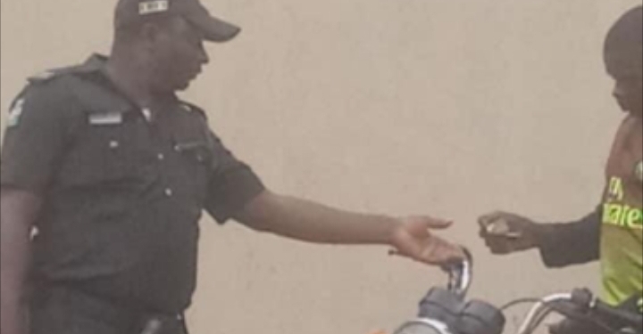 CP Odumosu orders trial of police officer pictured extorting money from a motorcyclist in Aguda