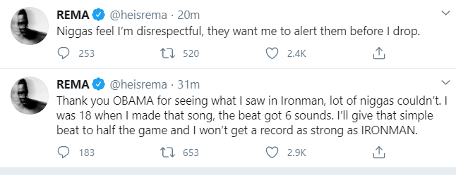 “I made millions before this fame, let no man feel money is changing me” – Rema rants on Twitter
