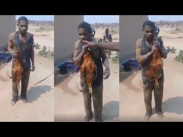 Chicken thief forced to eat raw chicken as punishment by angry mob (video)